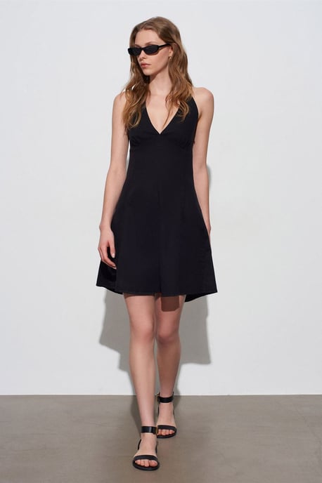 Halter Neck A-Linien Mini-Kleid - Image 1