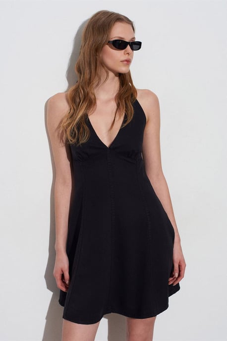Halter Neck A-Linien Mini-Kleid - Image 3