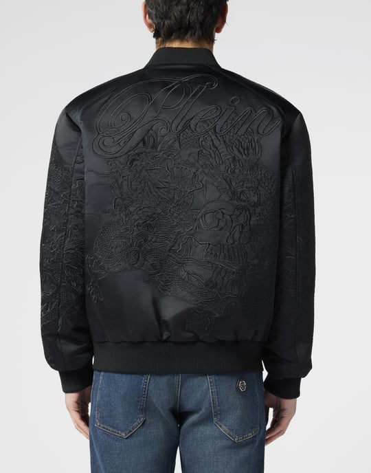 Satin Bomber Jacket Skull Dragons Dragons - Image 5