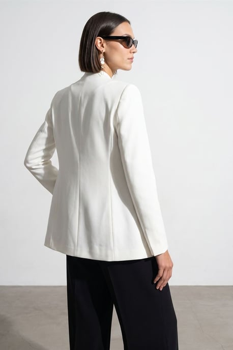 Damen Slim Fit Crepe Blazer Jacke - Image 1