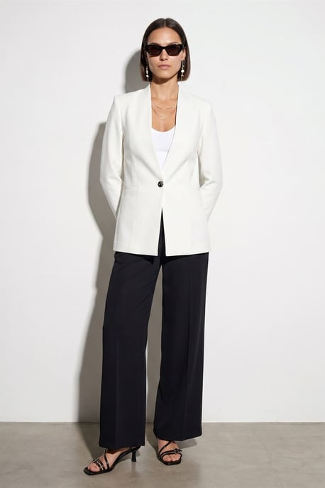 Damen Slim Fit Crepe Blazer Jacke - Image 3