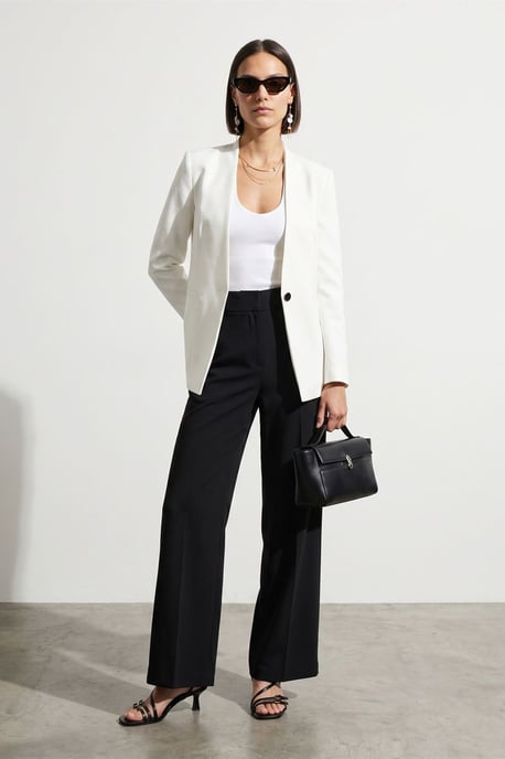 Damen Slim Fit Crepe Blazer Jacke - Image 4