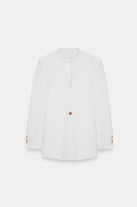 Damen Slim Fit Crepe Blazer Jacke - Image 5