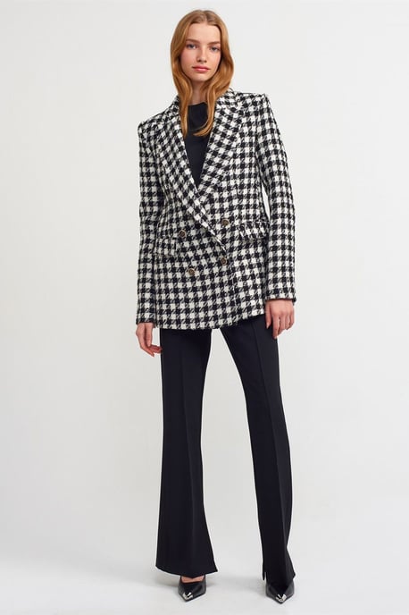 Kariertes Tweed Langblazer-Jackett - Image 3
