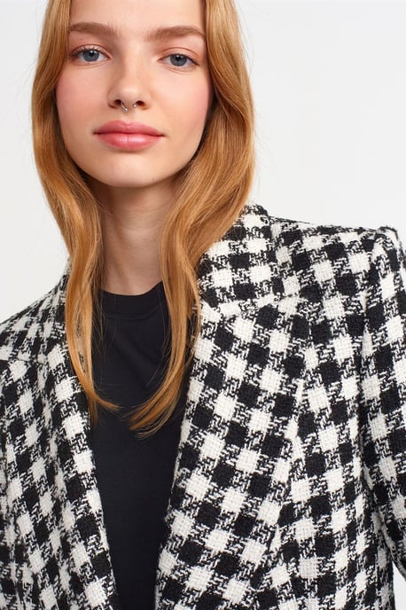 Kariertes Tweed Langblazer-Jackett - Image 4