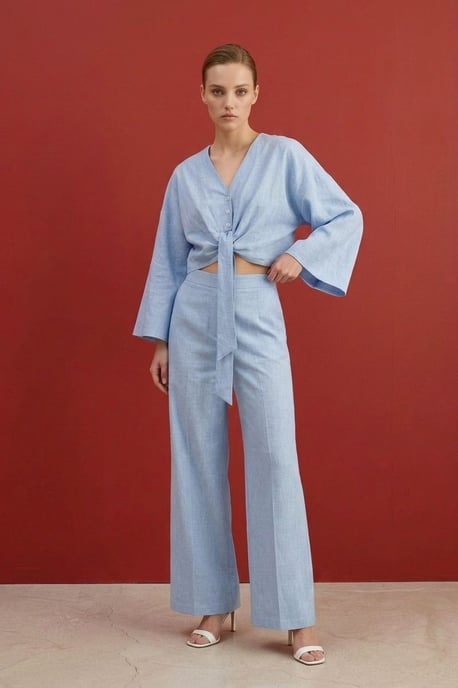 Baumwoll-Co-Ord-Set mit Bindung - Image 3