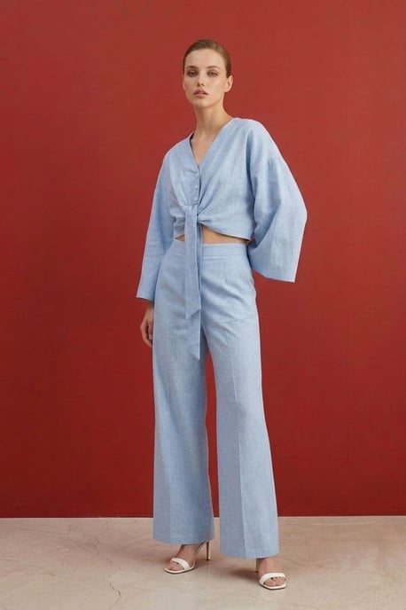 Baumwoll-Co-Ord-Set mit Bindung - Image 4