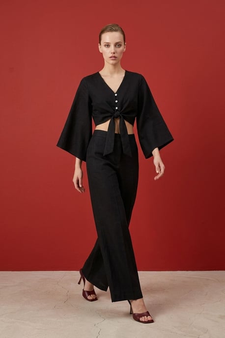 Baumwoll-Co-Ord-Set mit Bindungdetails - Image 2
