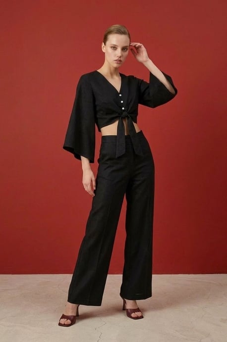 Baumwoll-Co-Ord-Set mit Bindungdetails - Image 3