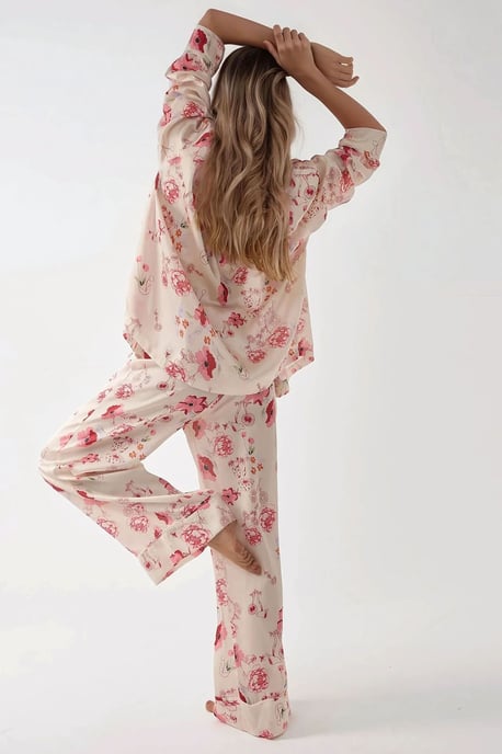 Bedrucktes Satin-Pyjama-Set mit Hemdkragen - Image 2