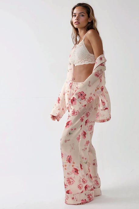 Bedrucktes Satin-Pyjama-Set mit Hemdkragen - Image 4