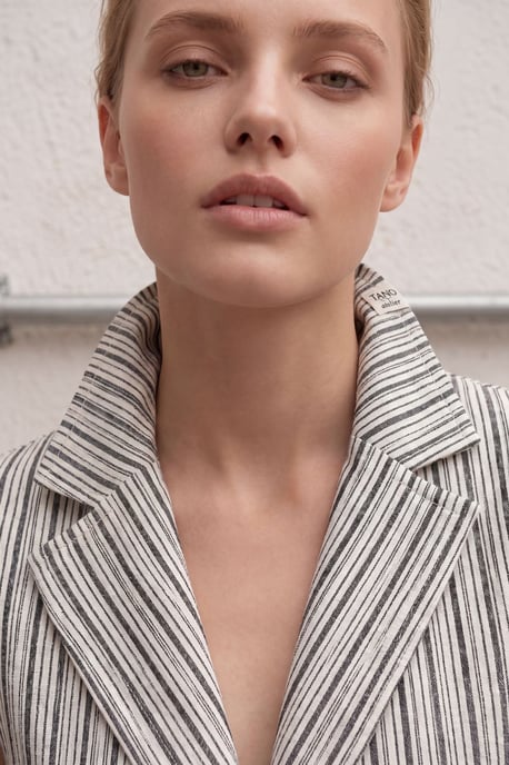 Gestreiftes, ärmelloses Weste und weit geschnittene Hose Set - Image 6