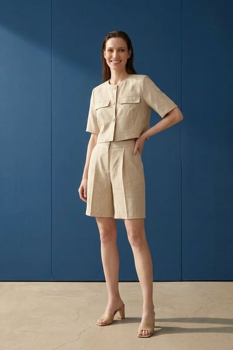 Baumwoll-Popeline-Shirt und Shorts-Set - Image 2