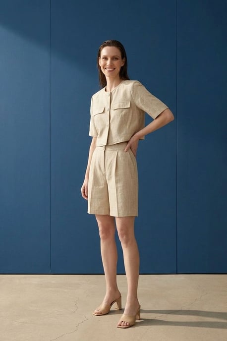 Baumwoll-Popeline-Shirt und Shorts-Set - Image 3
