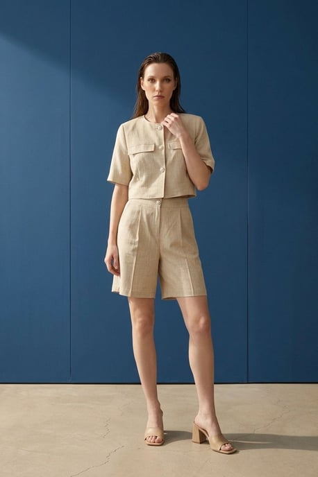 Baumwoll-Popeline-Shirt und Shorts-Set - Image 4