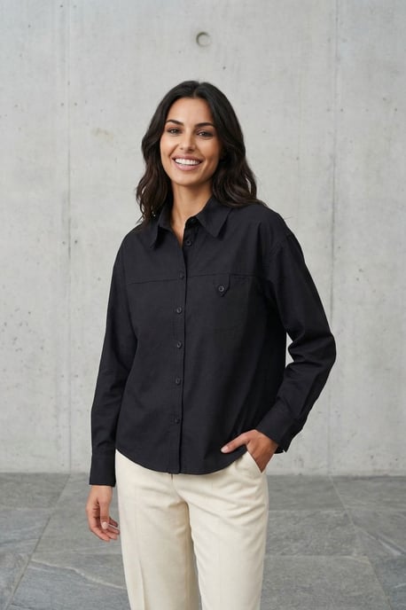 Langes Baumwollhemd mit Struktur - Image 5