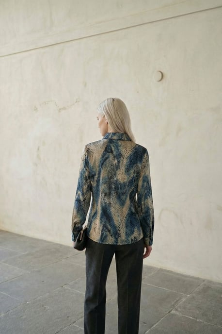 Damen Abstract Samt Gewebtes Hemd - Image 3
