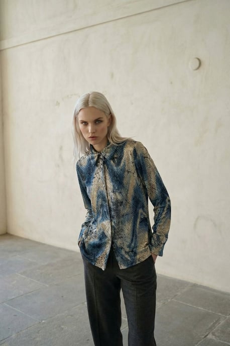 Damen Abstract Samt Gewebtes Hemd - Image 4