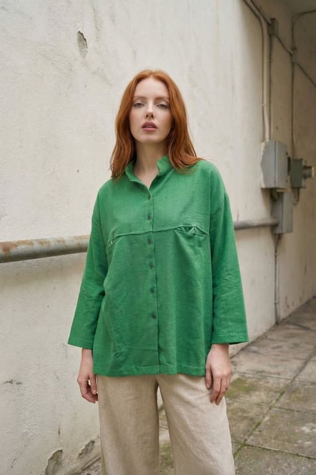Oversized Leinenmischung Langarmhemd - Image 1