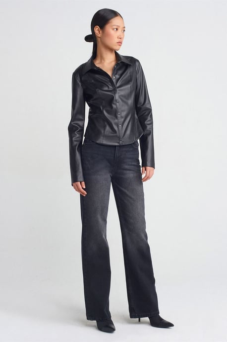 Slim Fit Kunstlederhemd - Image 3