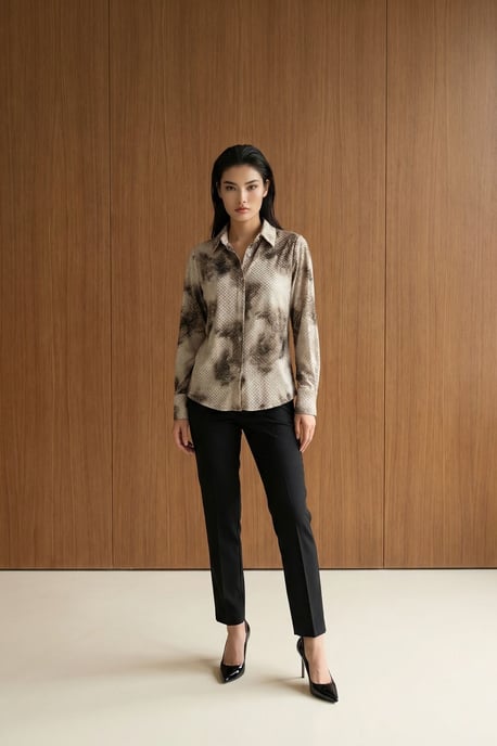 Damen Abstract Samt Gewebte Bluse - Image 1