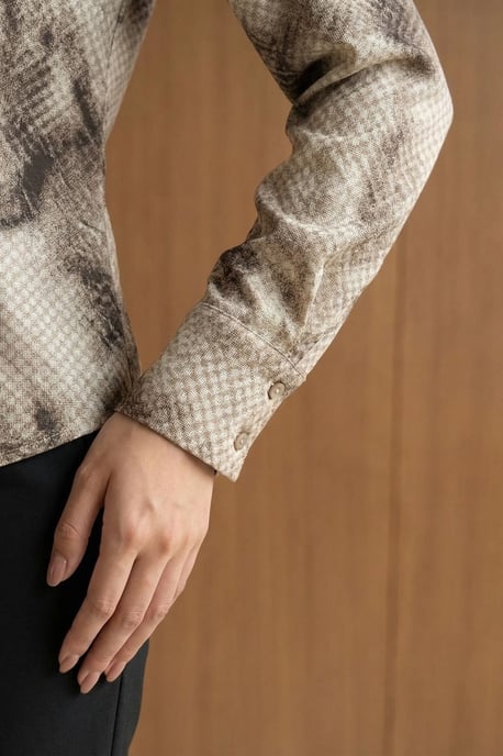 Damen Abstract Samt Gewebte Bluse - Image 6