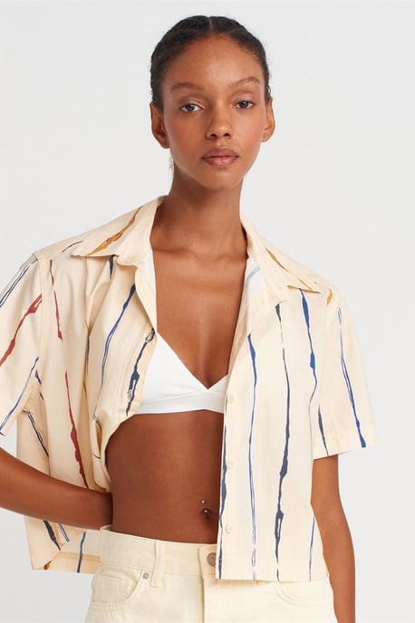 Gestreiftes Crop-Shirt für Damen - Image 3