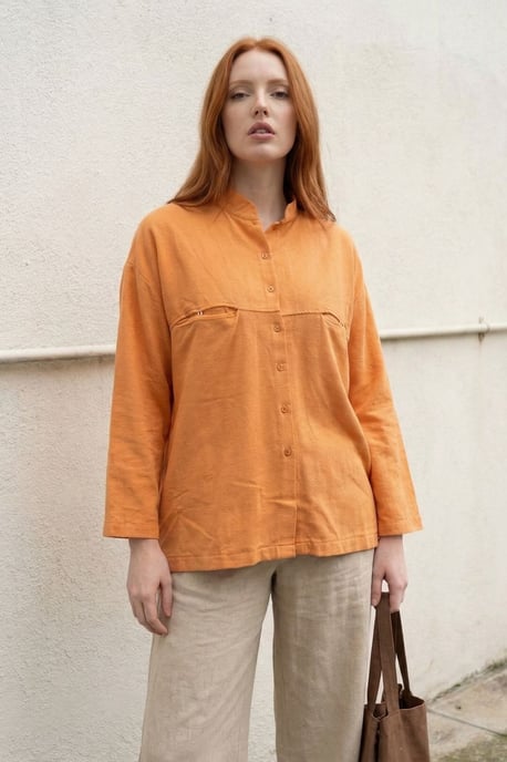 Übergrößen-Leinenmischung Langarmshirt - Image 2