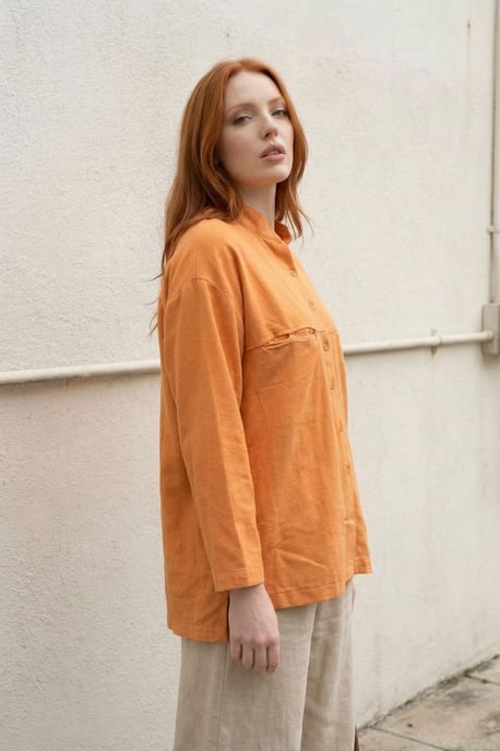 Übergrößen-Leinenmischung Langarmshirt - Image 3