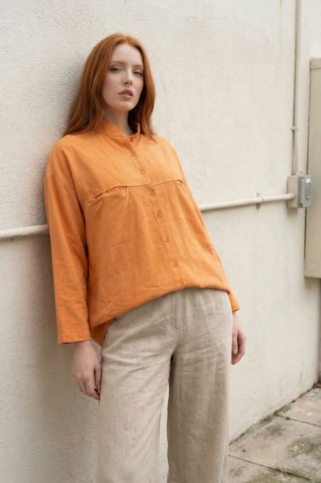 Übergrößen-Leinenmischung Langarmshirt - Image 4