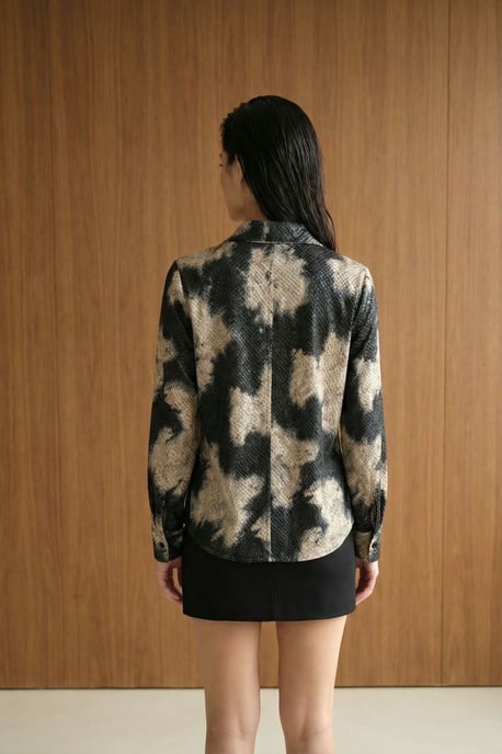 Damen Abstract Samt Gewebtes Hemd - Image 4