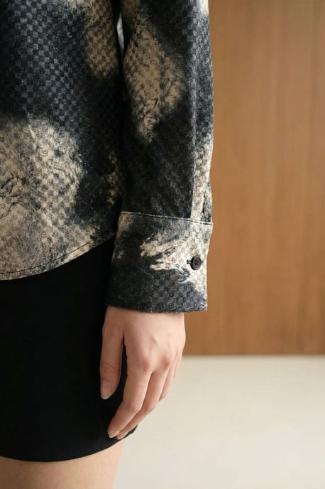 Damen Abstract Samt Gewebtes Hemd - Image 6