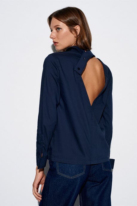 Damen Shirt mit ausgeschnittenem Muster aus festem Stoff - Image 2
