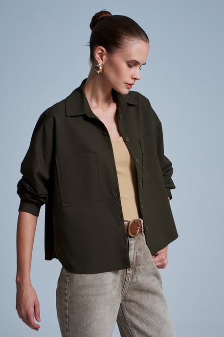 Übergroßes Crepe-Button-Front-Hemd - Image 3