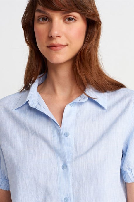 Damen Cropped Leinenmix-Shirt - Image 3