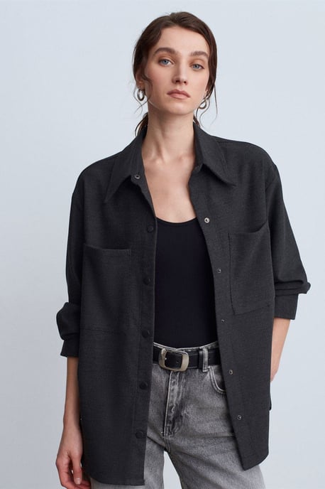 Übergroßes Langarm-Strick-Overshirt - Image 3