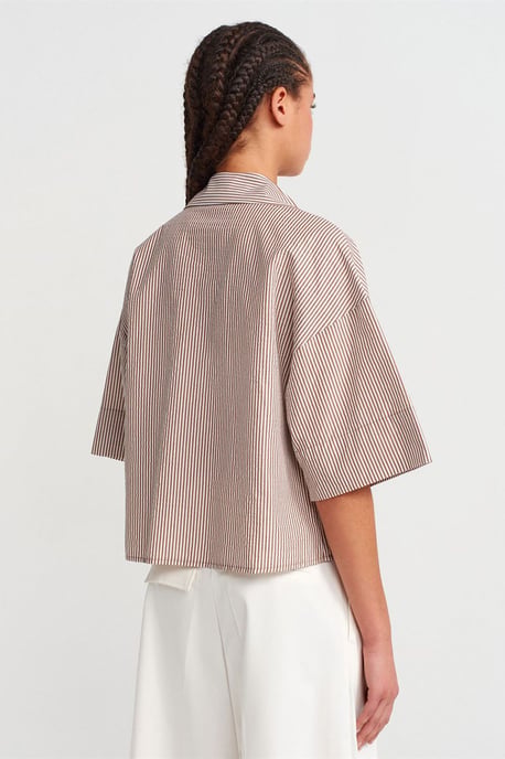 Übergroßes Cropped Crepe-Overshirt - Image 2
