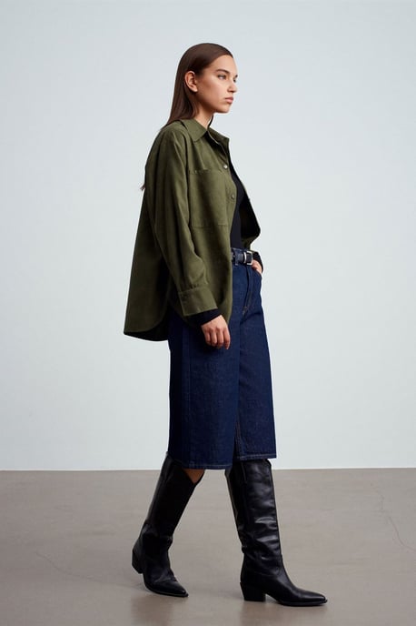 Damen Faux-Suede Relaxed Shirt - Image 2