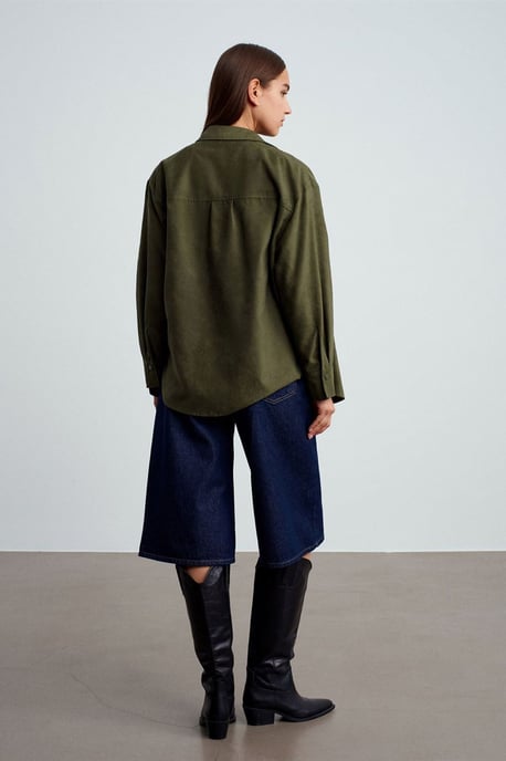 Damen Faux-Suede Relaxed Shirt - Image 3