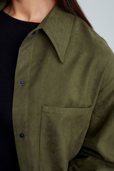 Damen Faux-Suede Relaxed Shirt - Image 4