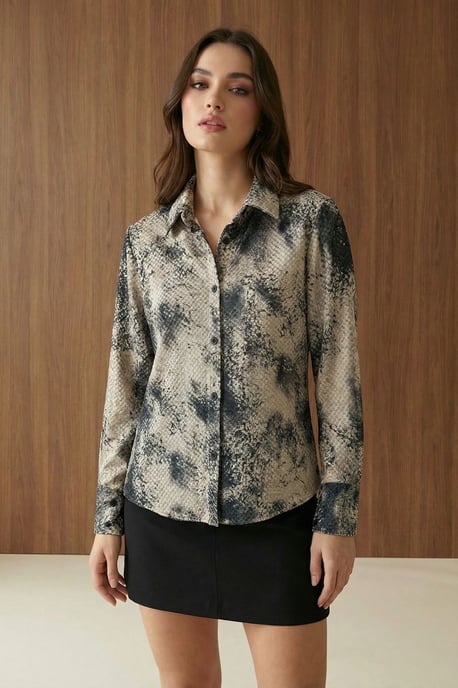 Schlangenprint Satin Woven Hemd - Image 2