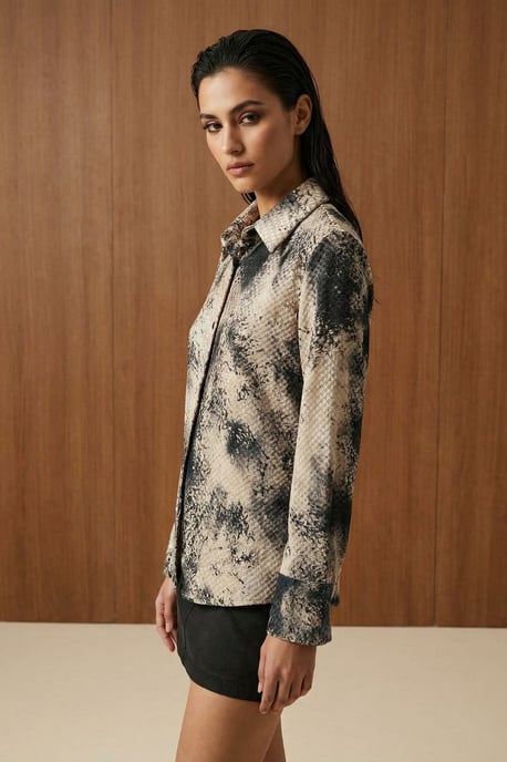Schlangenprint Satin Woven Hemd - Image 3