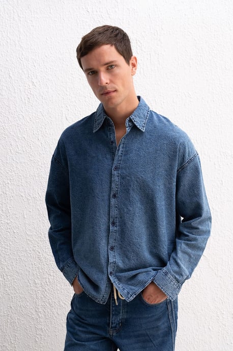 Herren Baumwoll-Jacquard-Gabardine-Hemd - Image 3