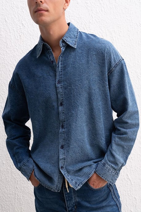 Herren Baumwoll-Jacquard-Gabardine-Hemd - Image 4