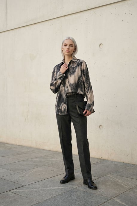 Damen Abstract Samt Gewebtes Hemd - Image 1