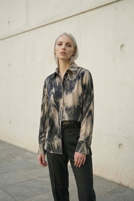 Damen Abstract Samt Gewebtes Hemd - Image 2