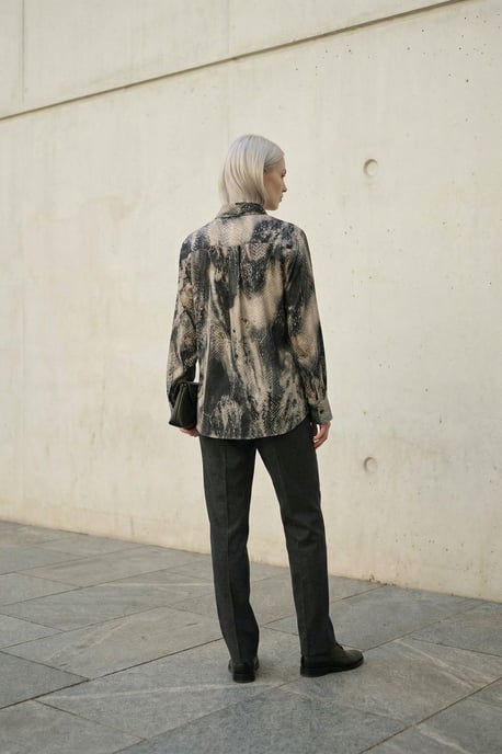 Damen Abstract Samt Gewebtes Hemd - Image 4