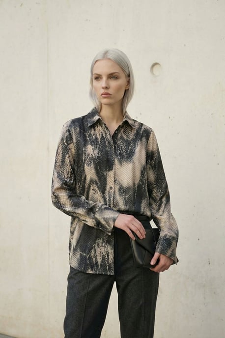 Damen Abstract Samt Gewebtes Hemd - Image 5
