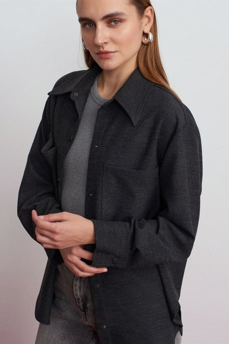 Übergroßes Langarm-Strick-Overshirt - Image 4