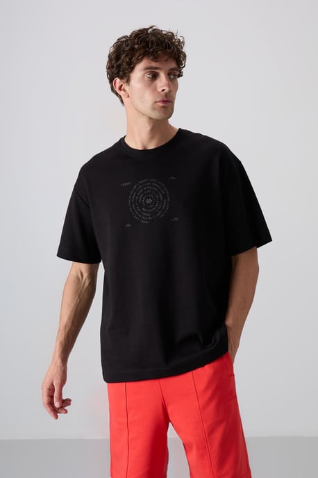 Übergroßes Baumwollmix Rundhals-T-Shirt - Image 4